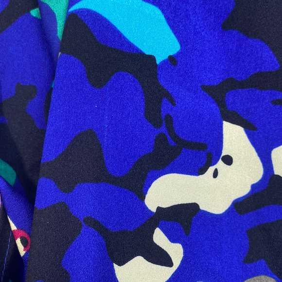 Yumi Kim Button Up 3/4 Sleeve Blouse Top Blue Multicolor Abstract Pattern XS - Picture 3 of 6